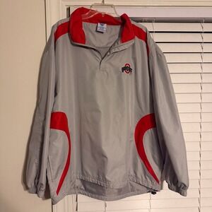 NCAA Ohio State Buckeyes Quarter Zip Windbreaker Grey‎ Red Mens XL KA Inc